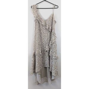 New WAYF sz M Dress high low ruffly layered floral sage ditsy green 4621